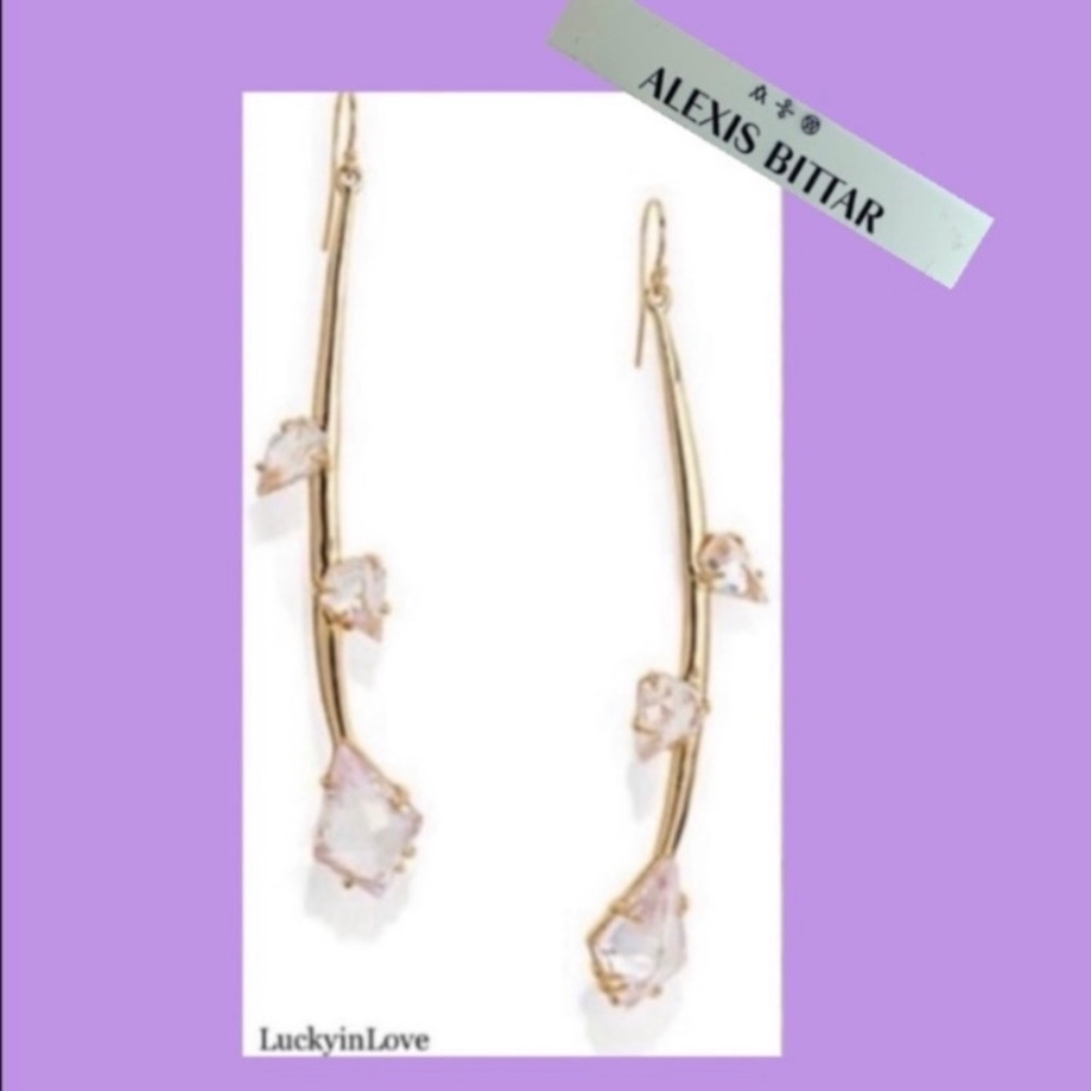 ALEXIS BITTAR • Miss Havisham Gold Flower Bud Crystal Earrings - Picture 8 of 8
